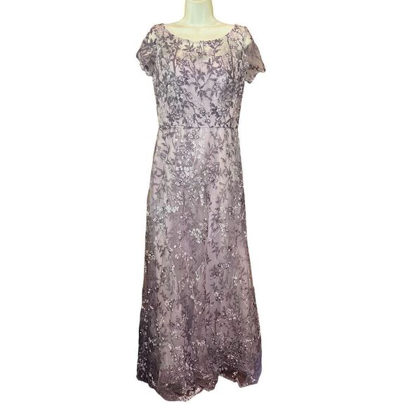 La Femme - 27956 Beaded Bateau Mother of the Bride Sheath Dress in Dusty Lilac S - Picture 5 of 9